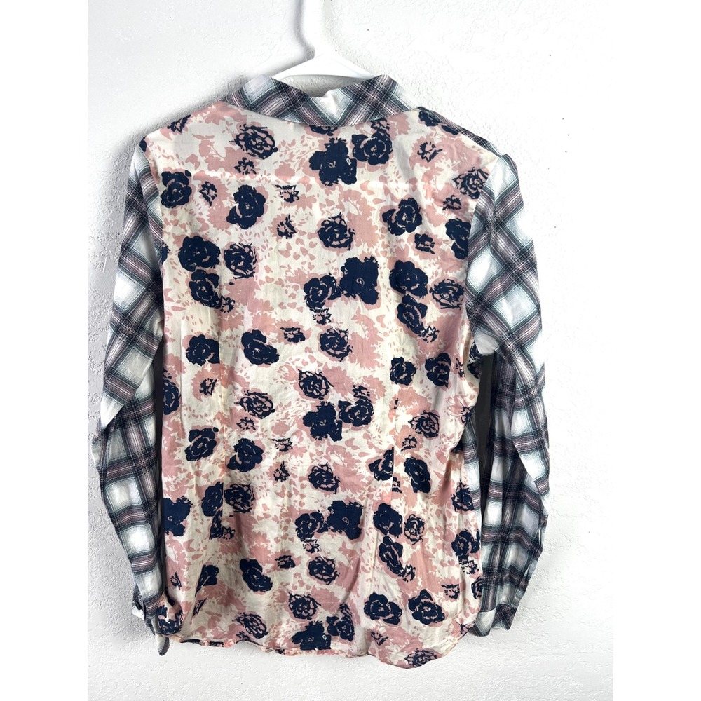 Cabi Festival Plaid Floral Button Down Shirt Size Medium Boho Cotton‎ - Picture 5 of 7